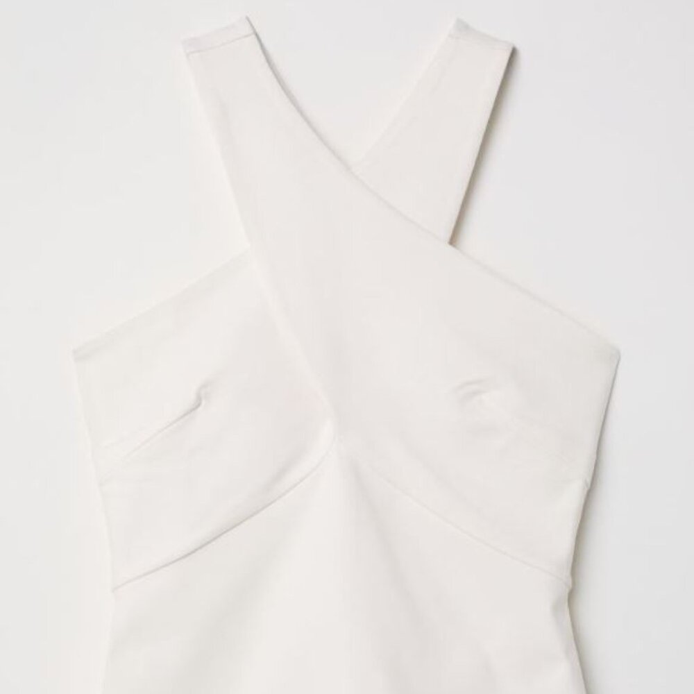 H&M Cross Neck Open Back Wrapover White Cream Top